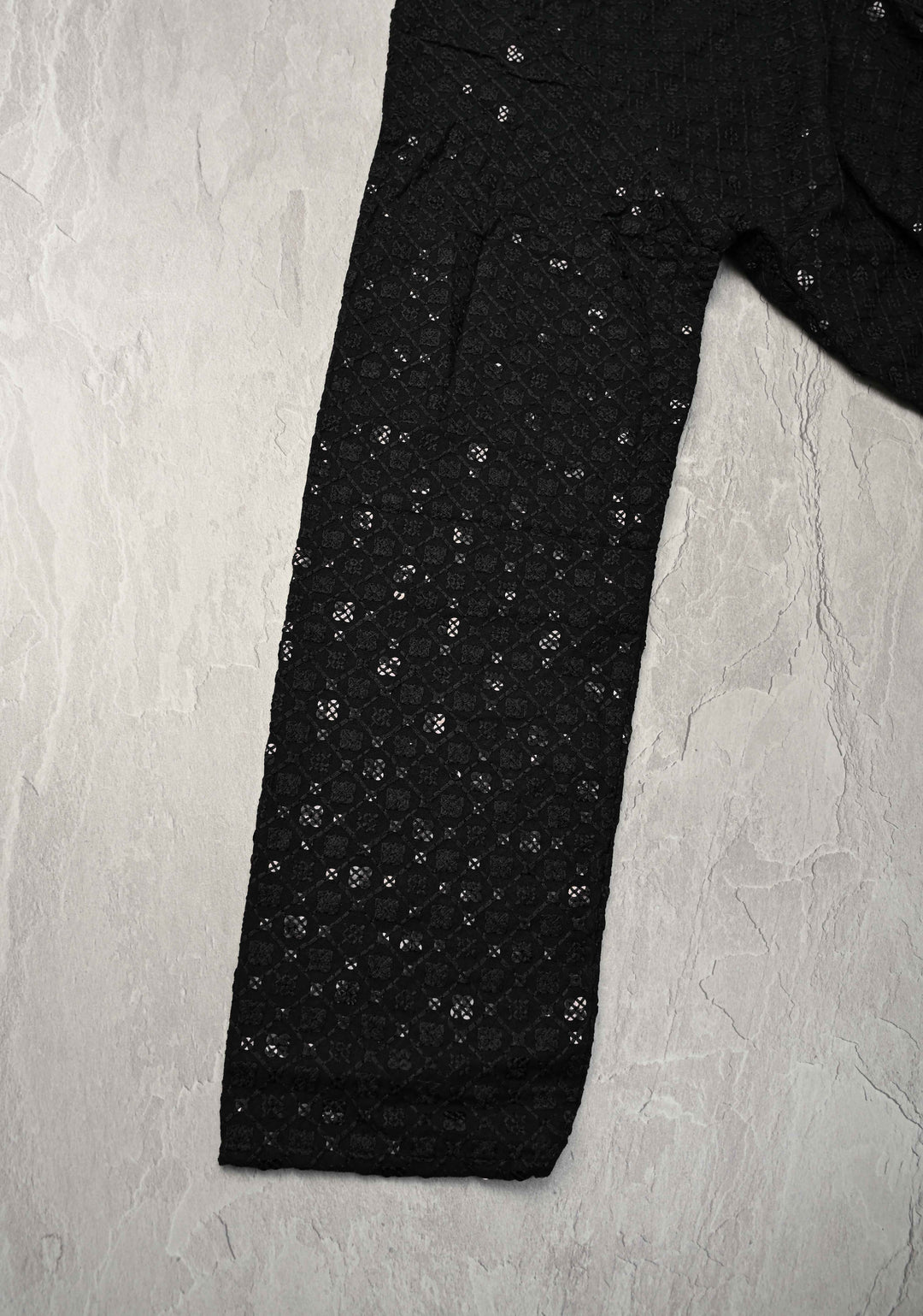 Black Chikankari Kurta with Sequins and Pajama Set for Men | Made to Order