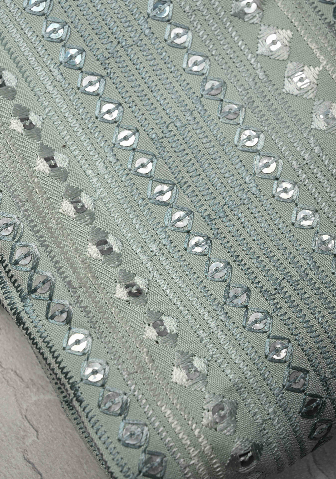 Sage Green Kurta with  Brocade and Sequins Pajama Set for Men | Made to Order