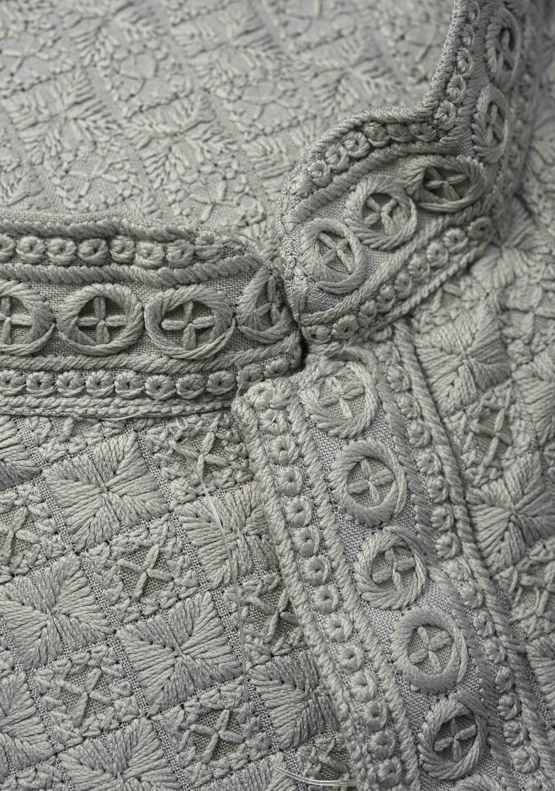 Men's Chikankari Embroidered Grey Kurta and Pajama Set  | Made to Order