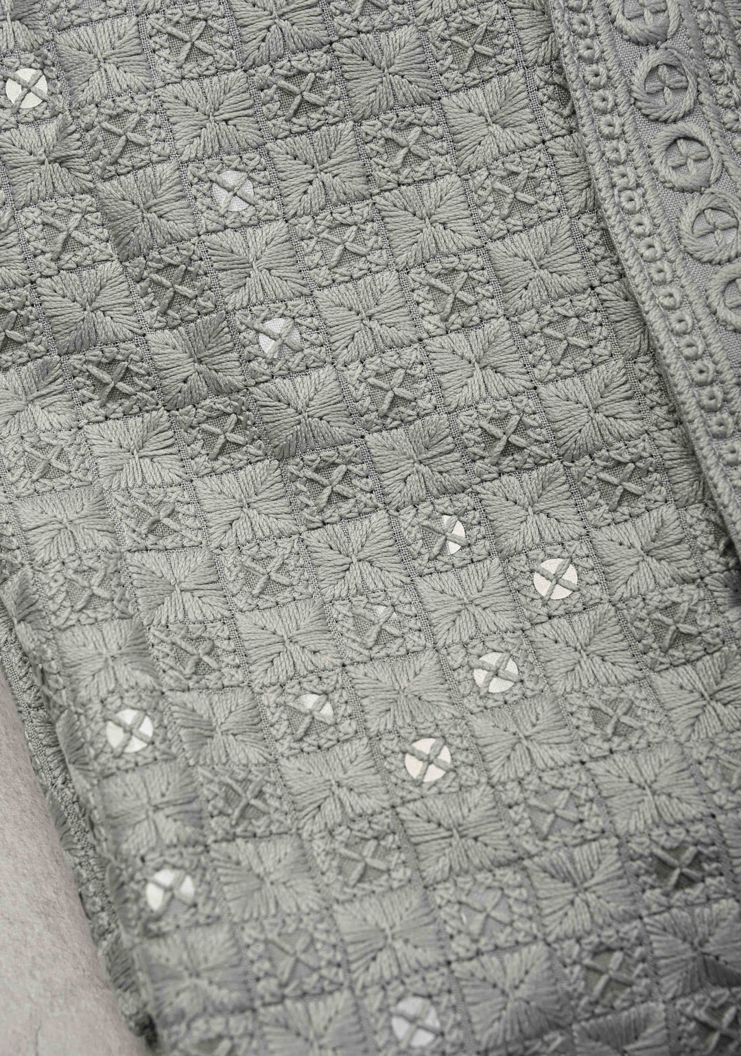 Men's Chikankari Embroidered Grey Kurta and Pajama Set  | Made to Order