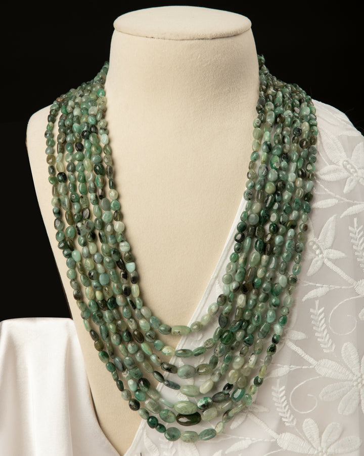 Panna Chandrika- Natural Emerald Satlada Mala | SHOBITAM