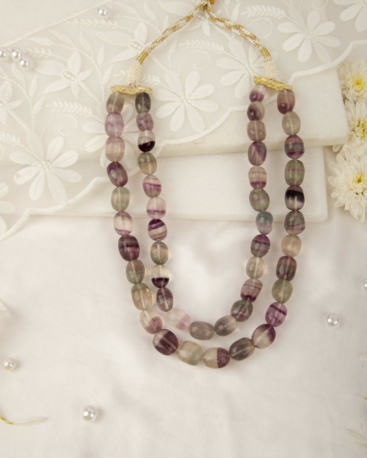 Neelambari, 2 Layer Amethyst Mala with Rare Natural Straitions | SHOBITAM