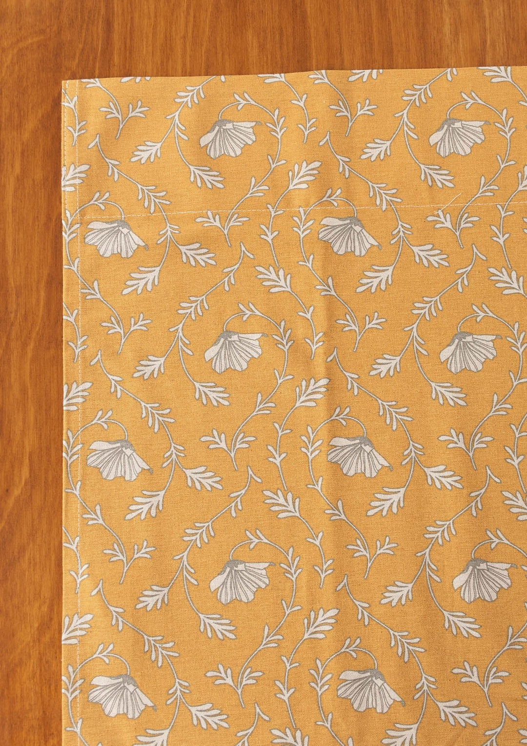 Eden mustard 100% cotton floral curtain for bed room - Room darkening - Single - Single Piece | SHOBITAM