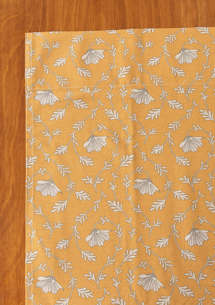 Eden mustard 100% cotton floral curtain for bed room - Room darkening - Single - Single Piece | SHOBITAM