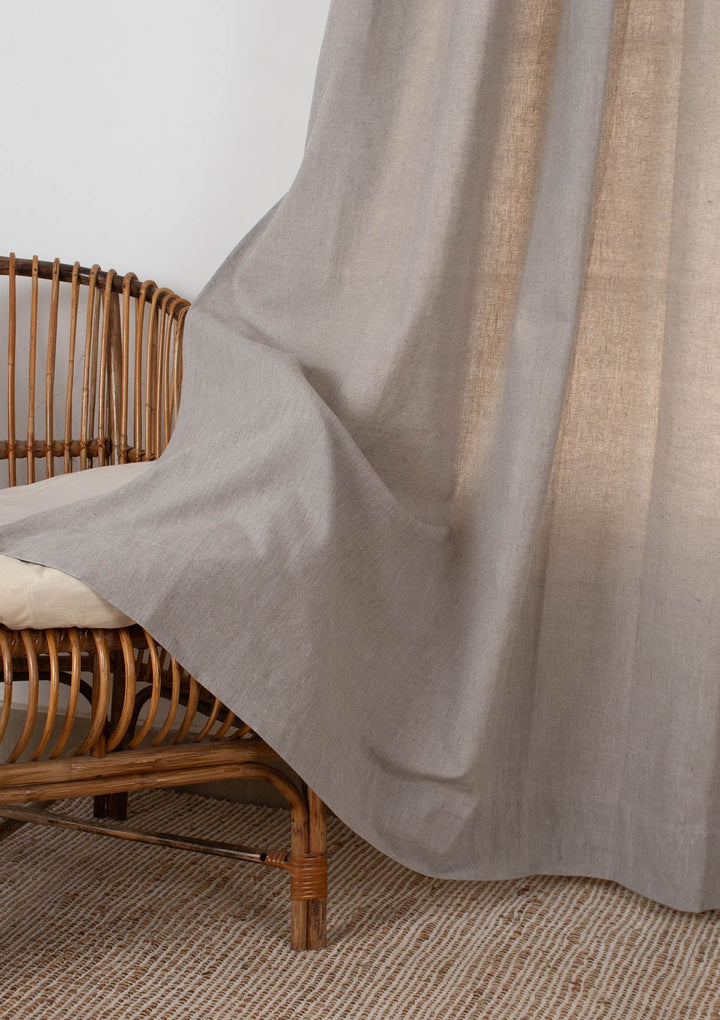 Elephant Grey Solid Linen Cotton Curtain for Living room and bedroom - Room darkening - Single Piece | SHOBITAM