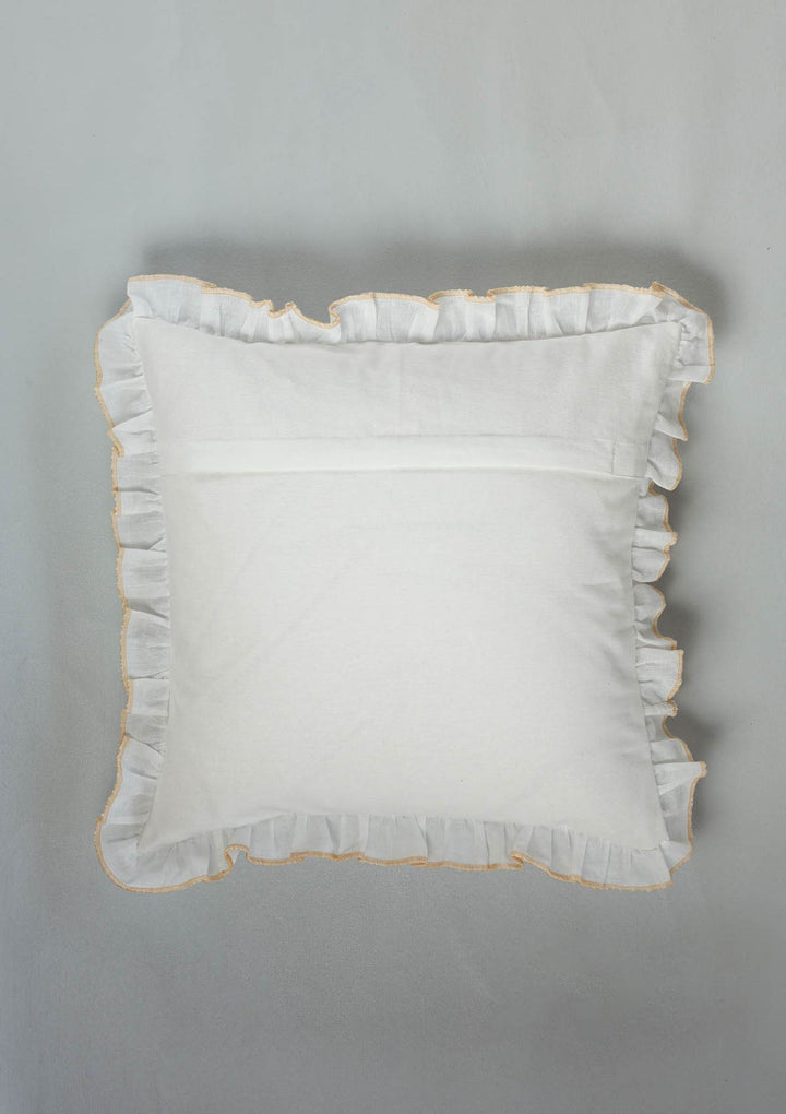Elora Pink Embroidered 100% Cotton Cushion Cover For Sofa | SHOBITAM