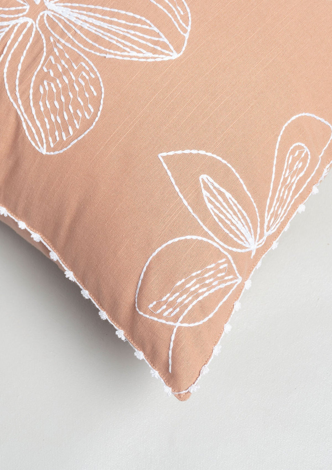 Embrose Floral Embroidered Rust Cushion Cover for Sofa– 100% Cotton 16" x 16" | SHOBITAM
