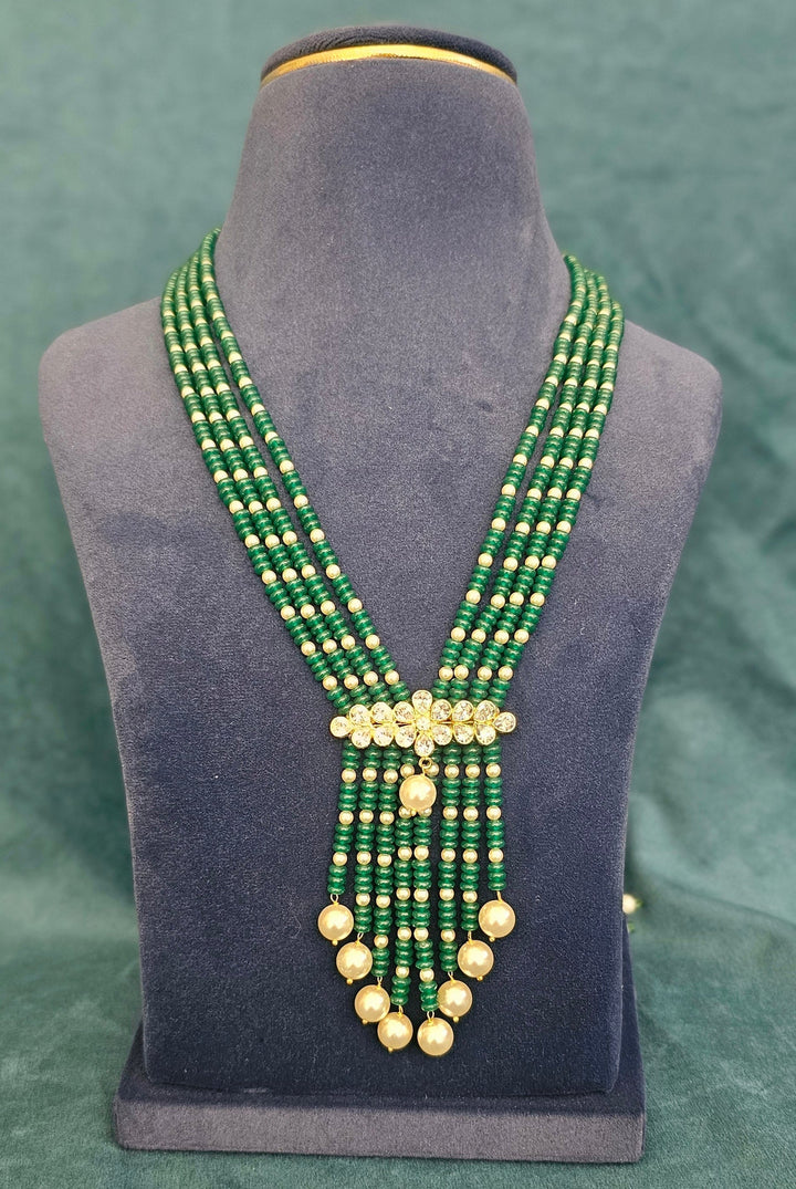 Emerald Royale Semi-Precious Green Bead Multi-Layer Necklace | SHOBITAM