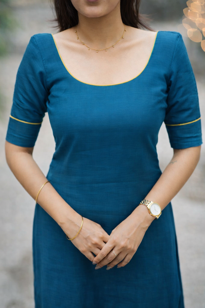 Raha Teal Kurti Set (Set of 2) | SHOBITAM