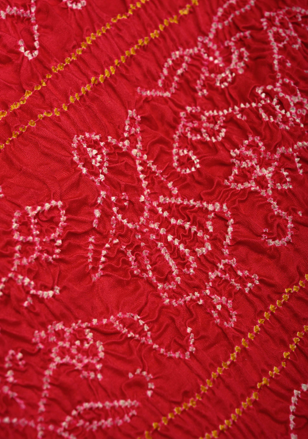 Sunset Orange Hand Shibori Mandala Dye and Bandhej Design on Gajji Silk Panetar Saree with crushed Pallu | SILK MARK