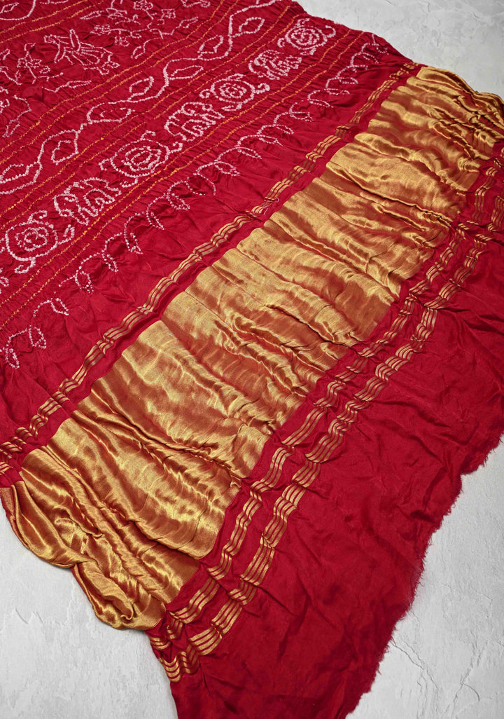 Hand Shibori mandala Dye and bandhej design in olive yellow on kaftan habutai silk Saree | SILK MARK CERTIFIED