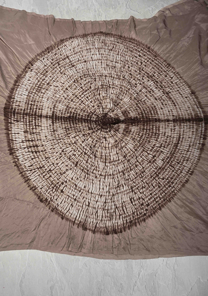 Taupe Shibori on Habutai silk Saree 60 gsm with Shibori for Arm | SILK MARK CERTIFIED