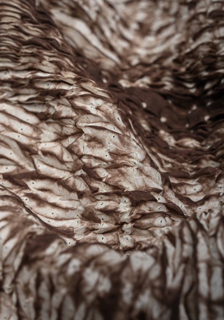 Taupe Shibori on Habutai silk Saree 60 gsm with Shibori for Arm | SILK MARK CERTIFIED
