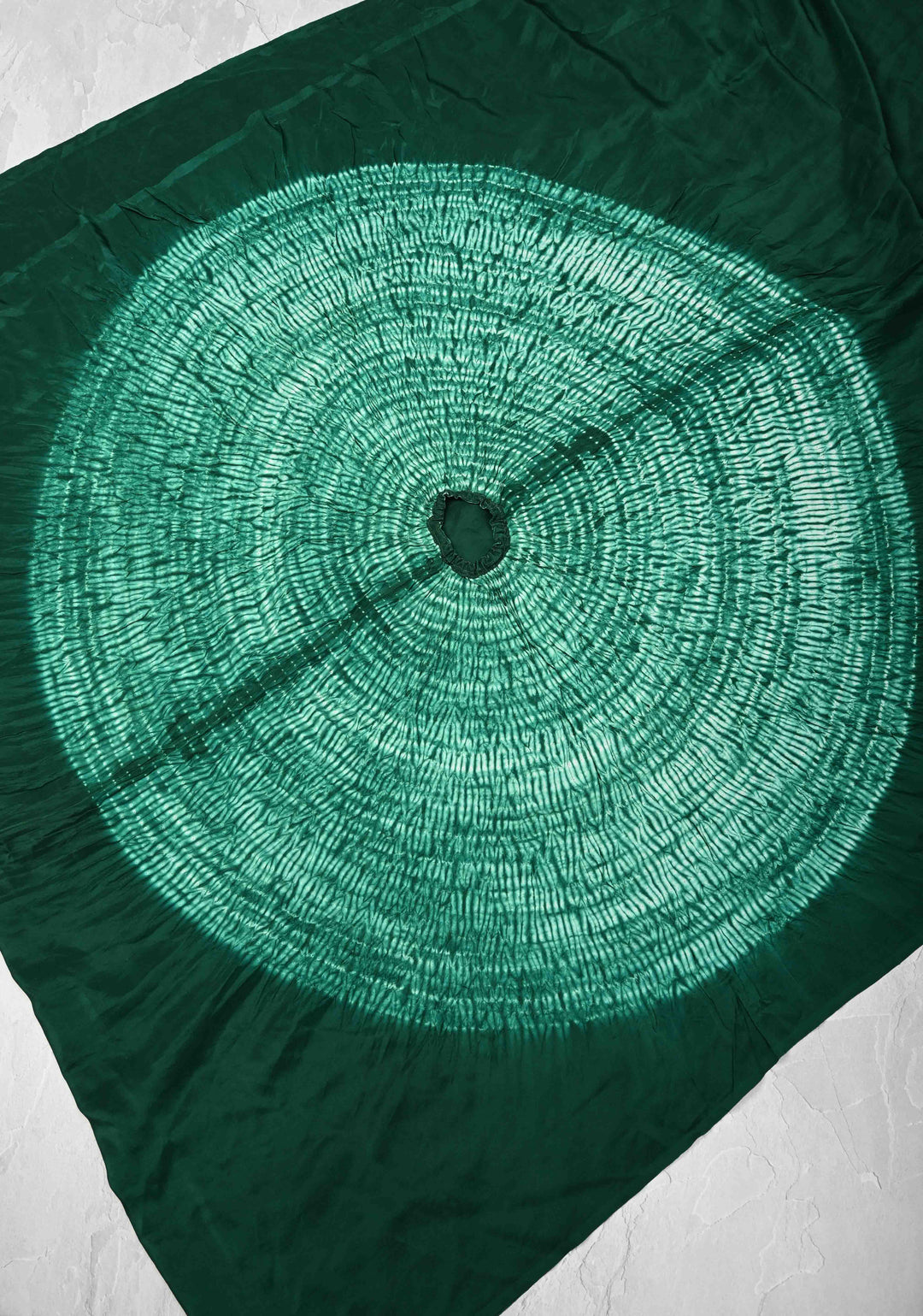 Dark Teal Hand Shibori mandala Dye and bandhej design on Habutai silk Saree | SILK MARK CERTIFIED