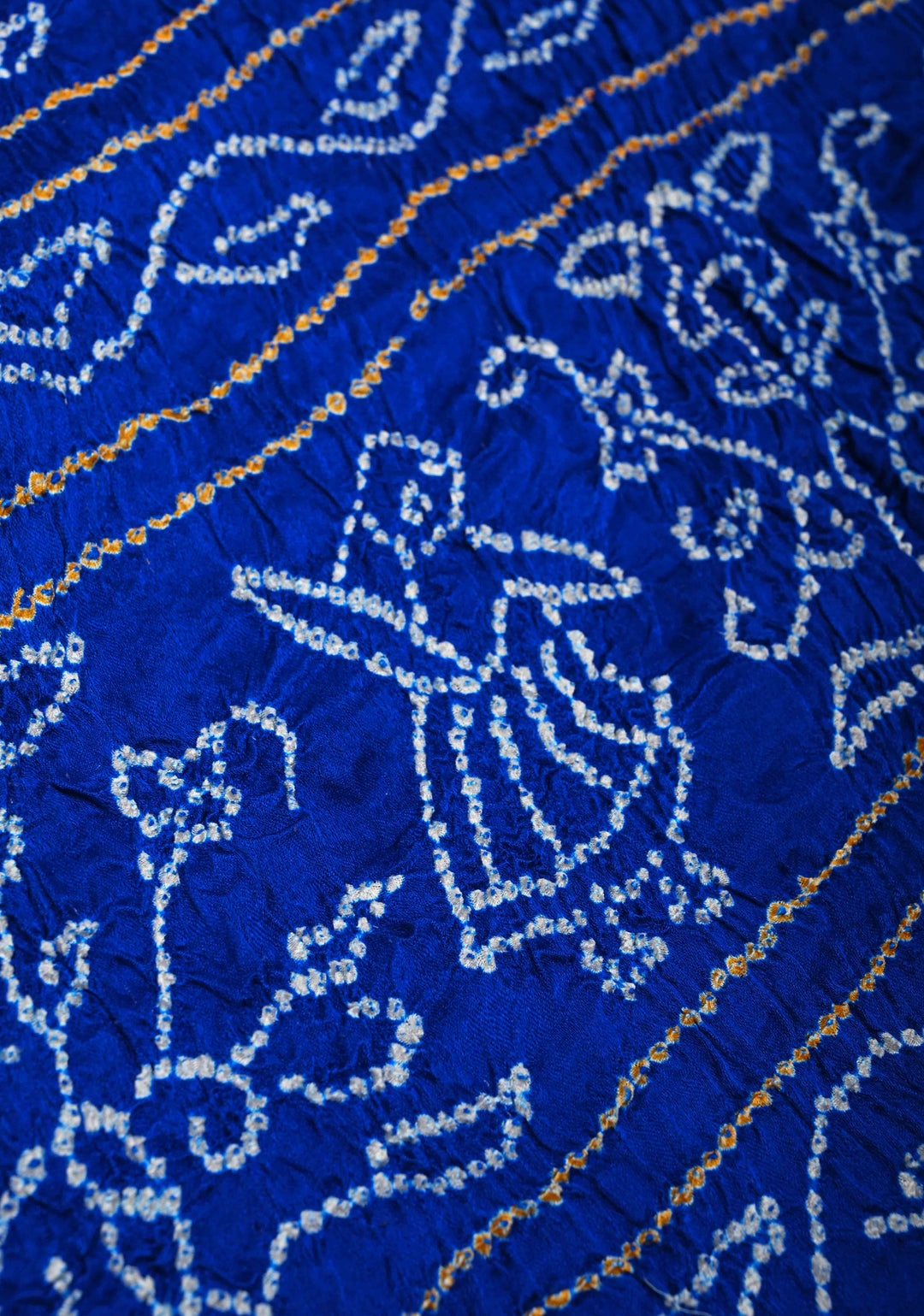 Pure Gajji Silk Saree in Red with Blue Sarkam Bandhej Mandalas | SILK MARK CERTIFIED