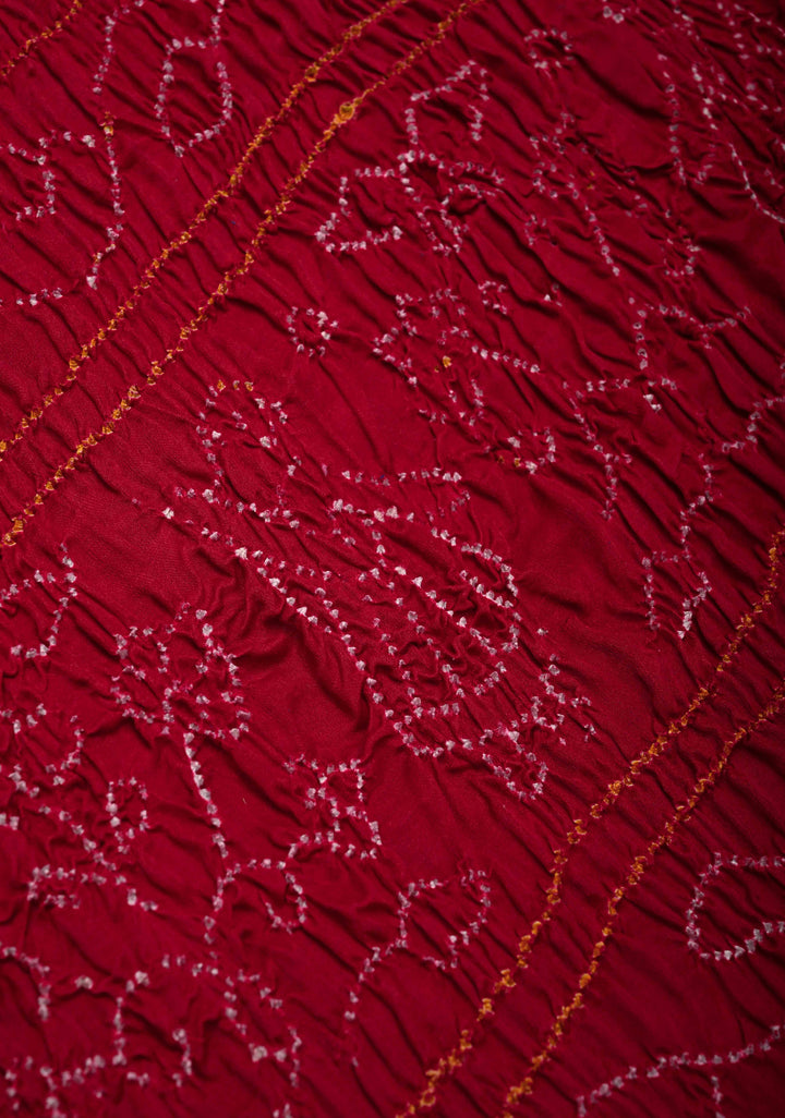 Royal Blue Hand Shibori Mandala Dye and Bandhej Design on Kaftan Habutai Silk Saree | SILK MARK CERTIFIED