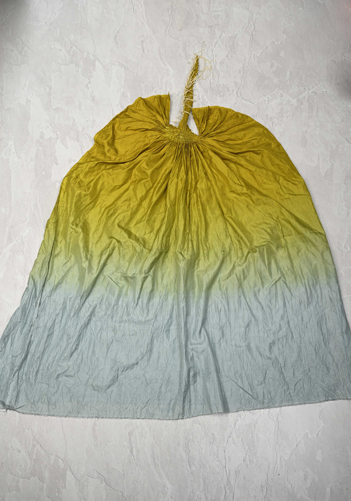 Mulberry Silk Shibori kaftan in Shades of Green | SILK MARK CERTIFIED