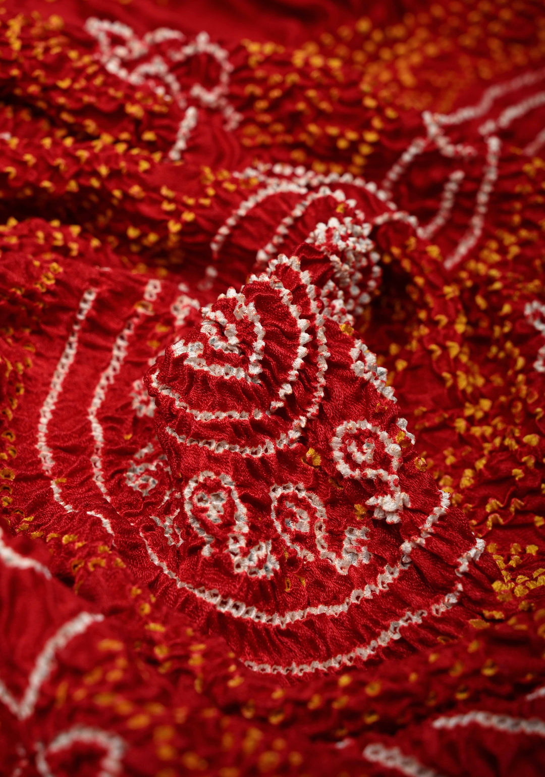 Red Bandhni Chandrokhani Gajji Silk Dupatta