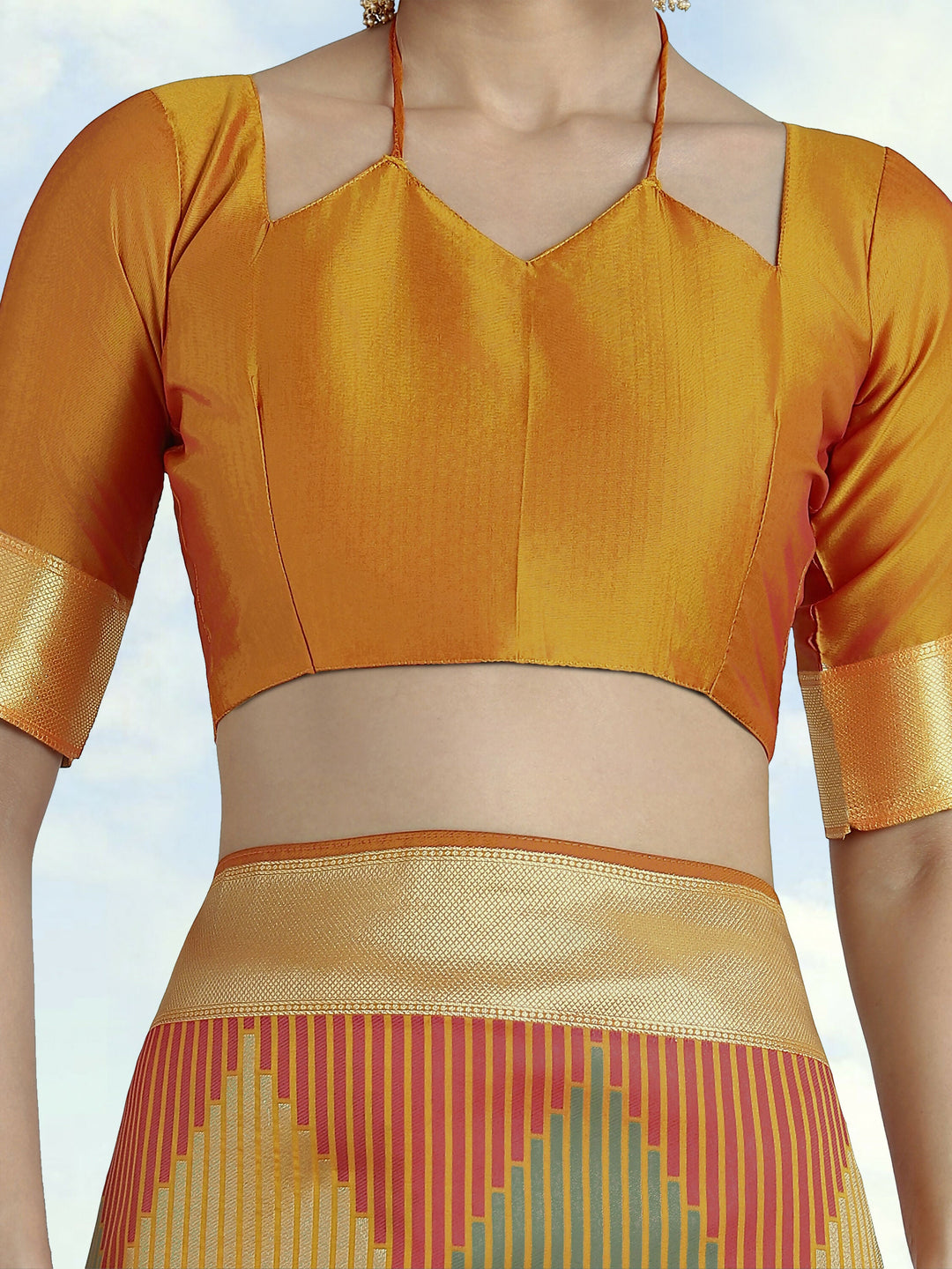 Orange Colour Banarasi Silk Zari Weaving Saree