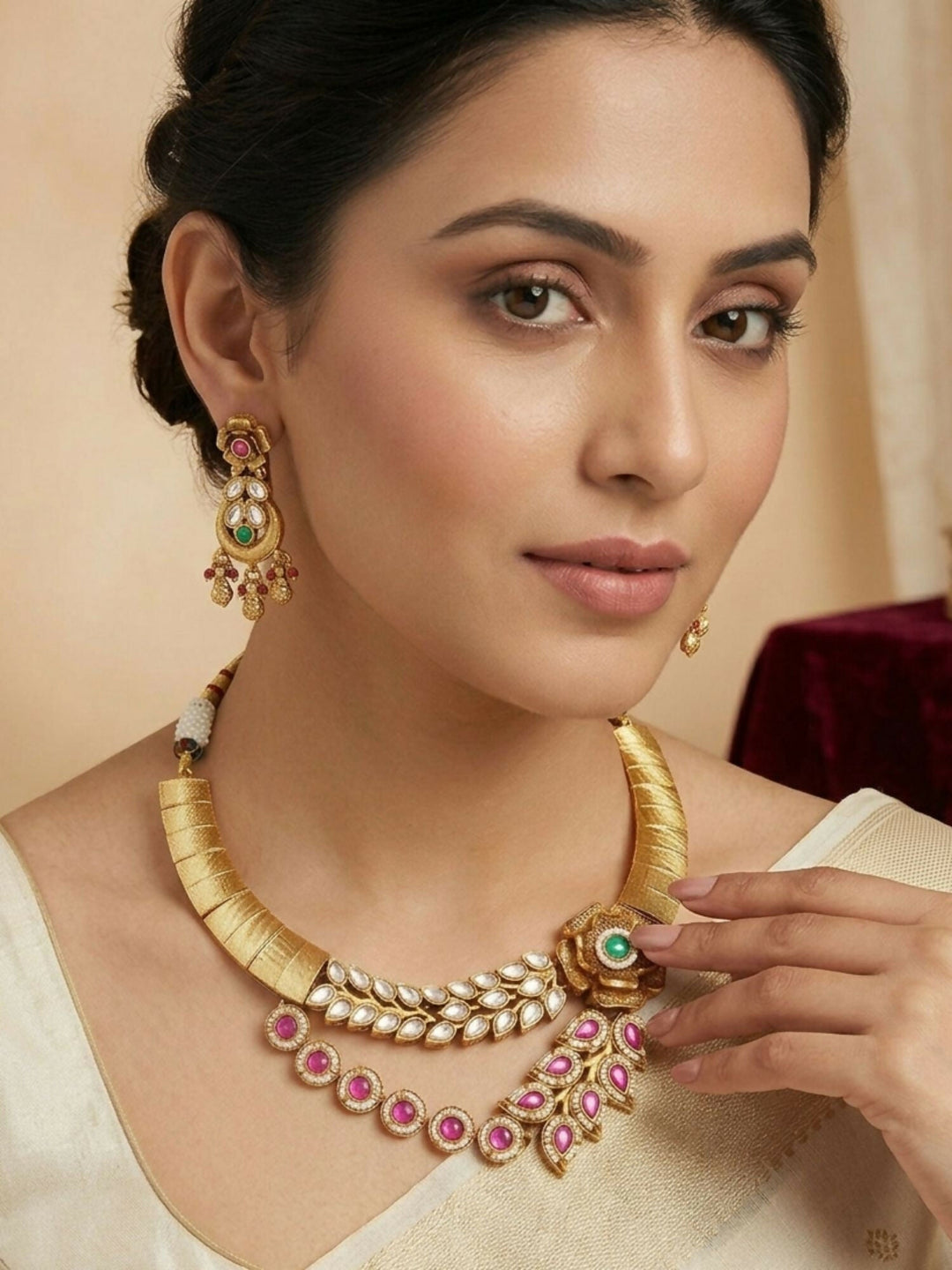 Premium Designer Imitation Bridal Jewellery Necklace Set | SHOBITAM