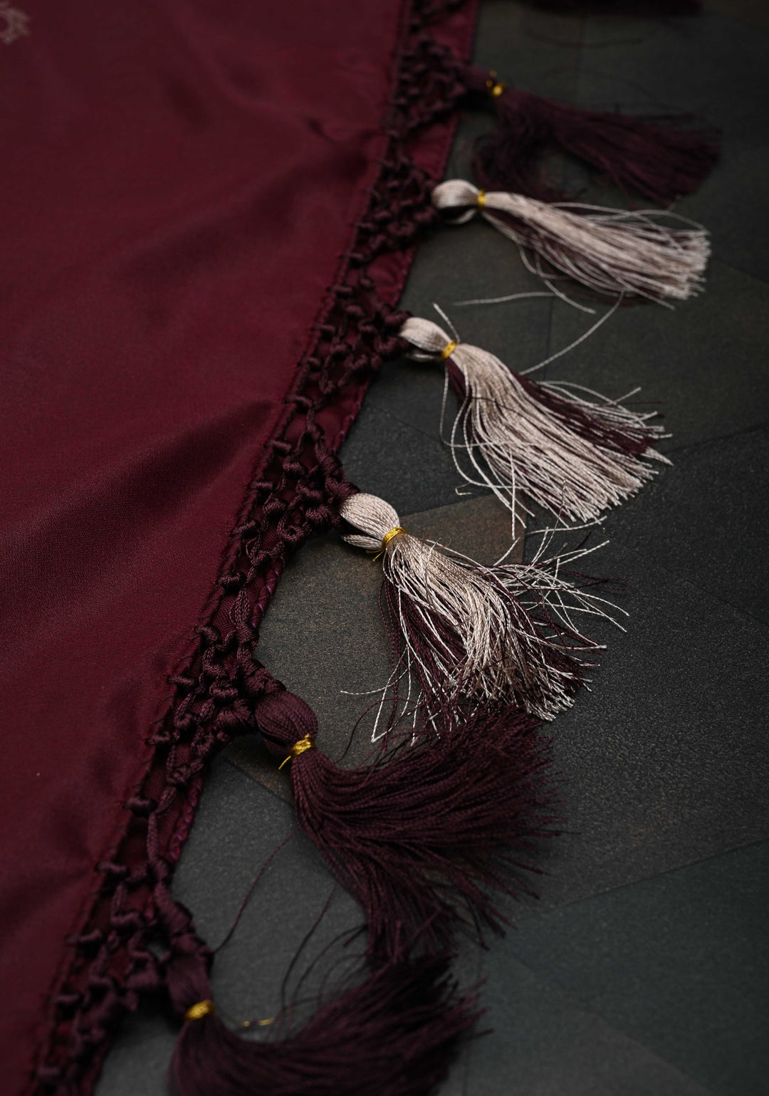 Dark Maroon Banarasi Semi Mashru Silk Saree with Floral Jaal and Zari Border