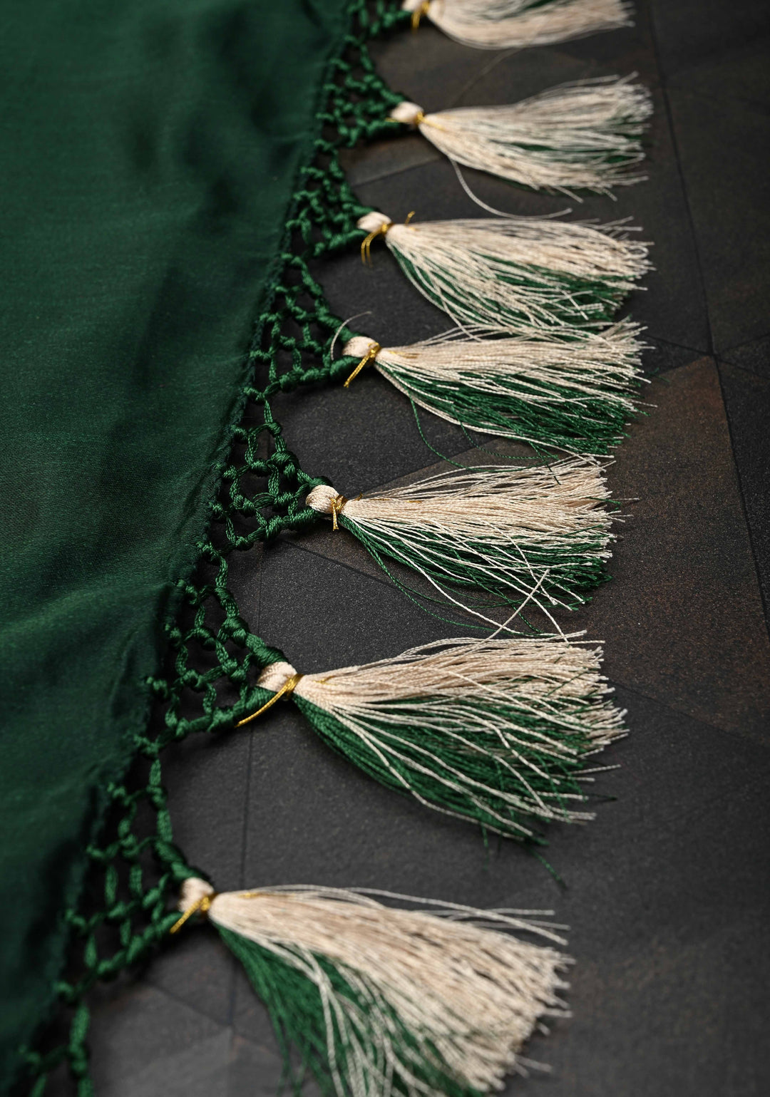 Bottle Green  Banarasi Semi Mashru Silk Saree with Floral Vine Jaal and Zari Border