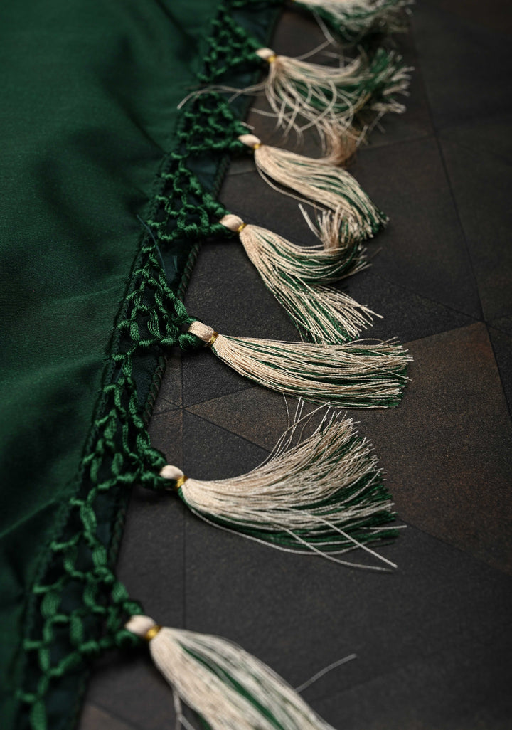 Emerald  Green Banarasi Semi Mashru Silk Saree with Floral Zari Buttas and Zari border
