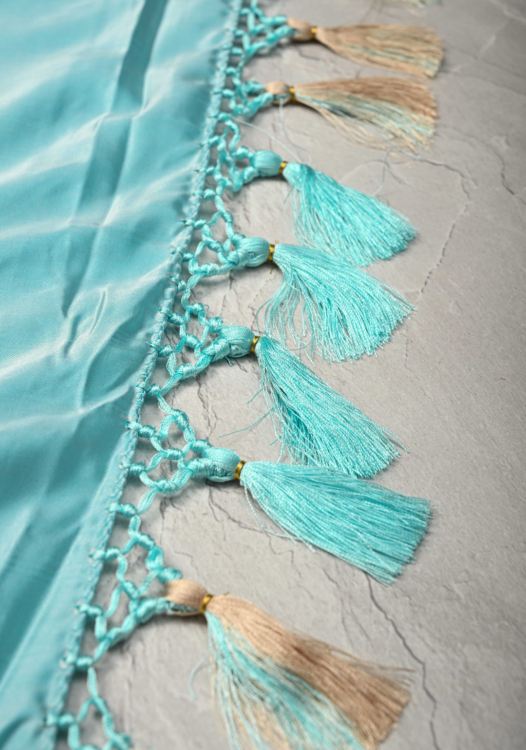 Sky Blue Banarasi Semi Mashru Silk Saree with Zari Buttas and Zari Border