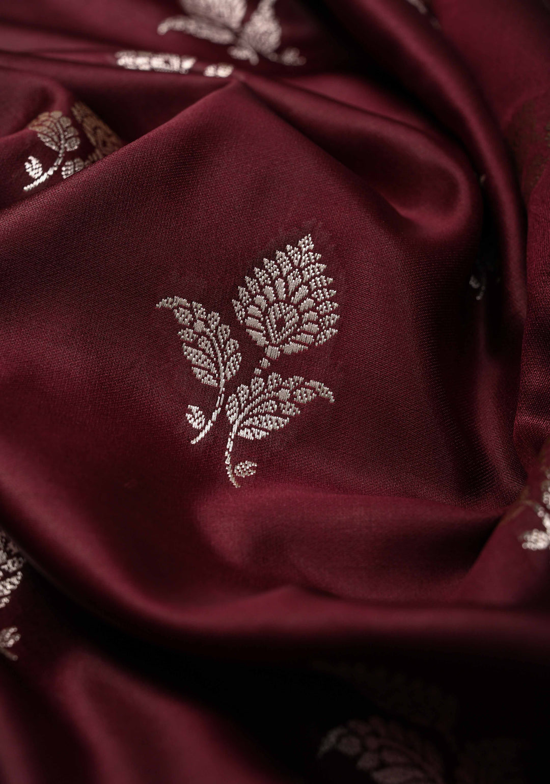 Kanchana Banarasi Semi Mashru Silk Saree with Zari Buttas and Floral Zari Border