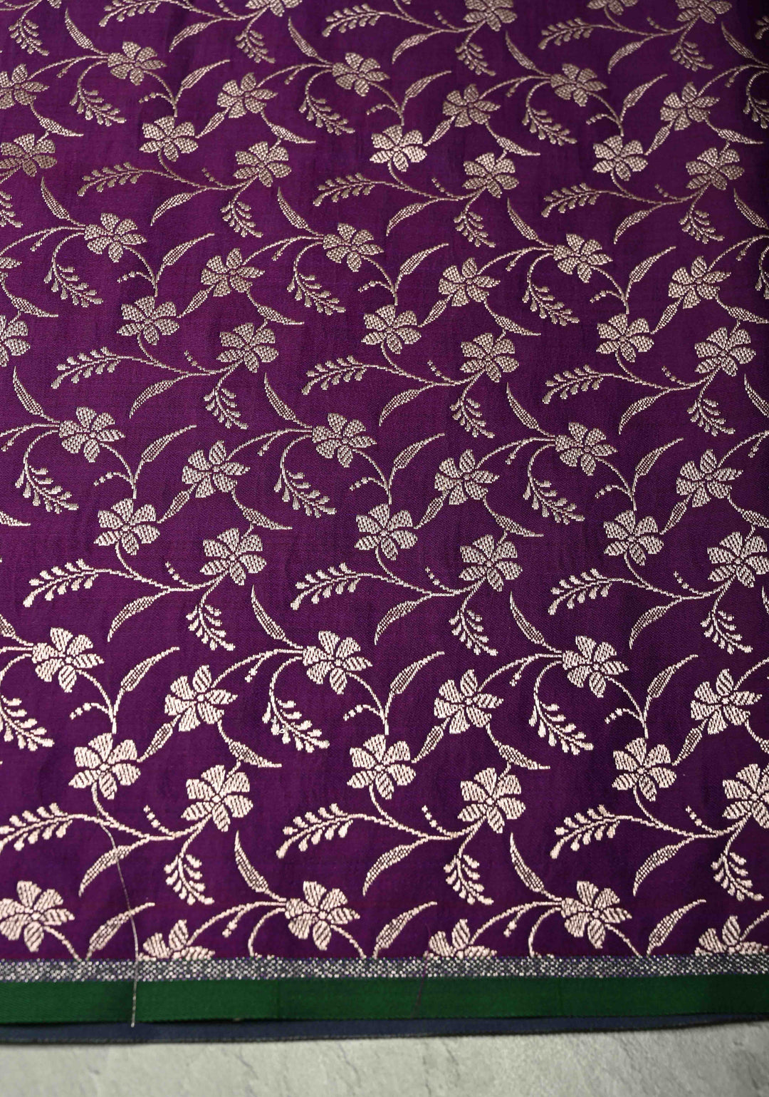 Jamuni Purple Banarasi Semi Mashru Silk Saree with Zari Buttas and Floral Zari Border