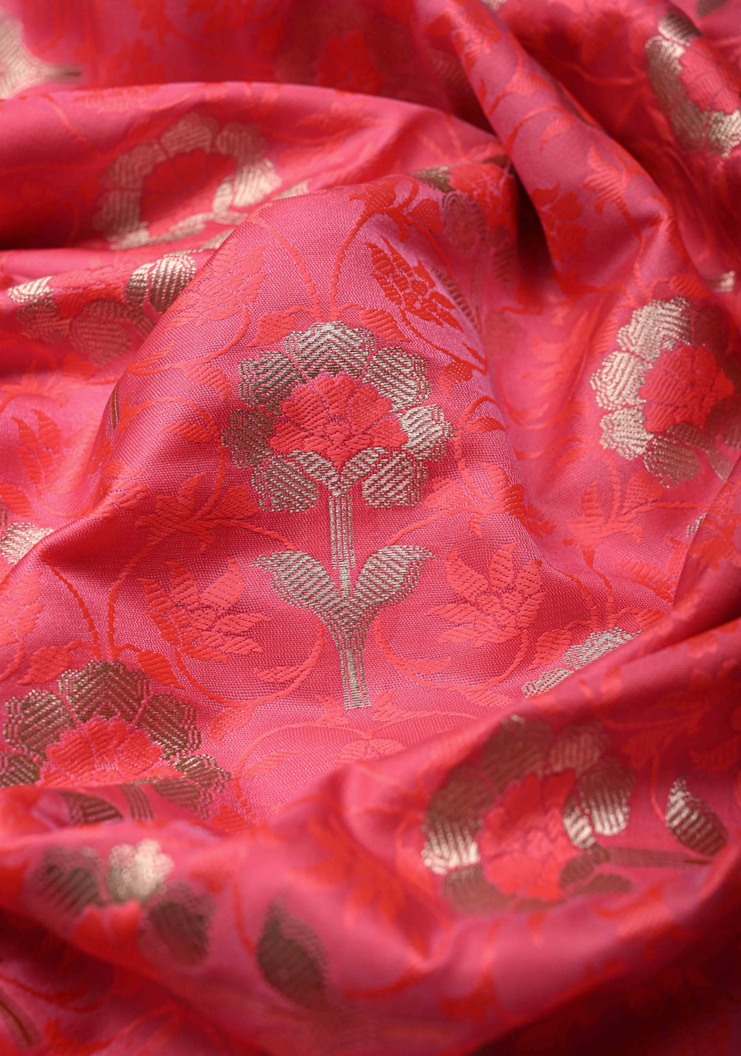 French Rose Semi Mashru Silk Unstitched Salwar Suit Set | SHOBITAM