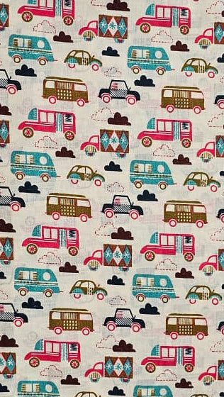 Kids White Bus & Cars Print Cotton Nightsuit Co-ord Set for Boys and Girls | SHOBITAM