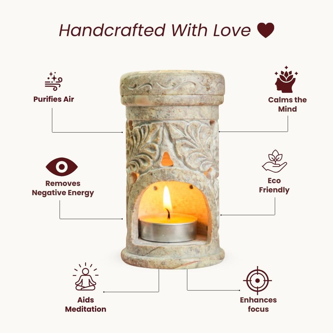 Gulzar Hand Carved Soapstone Bakhoor Burner Aroma Diffuser