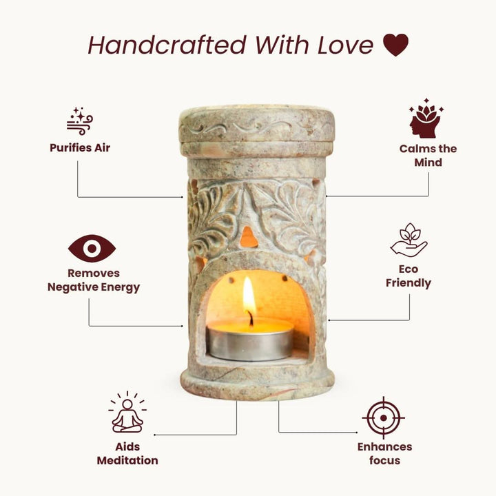 Gulzar Hand Carved Soapstone Bakhoor Burner Aroma Diffuser