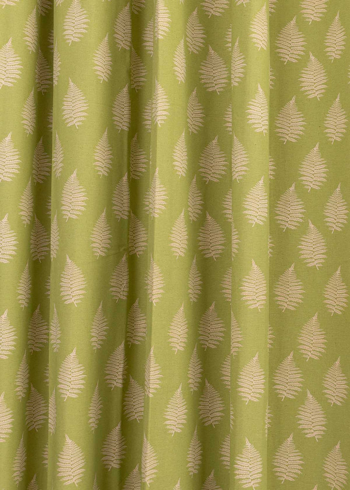 Ferns 100% cotton floral curtain for living room - Room darkening - Green - Single Piece | SHOBITAM