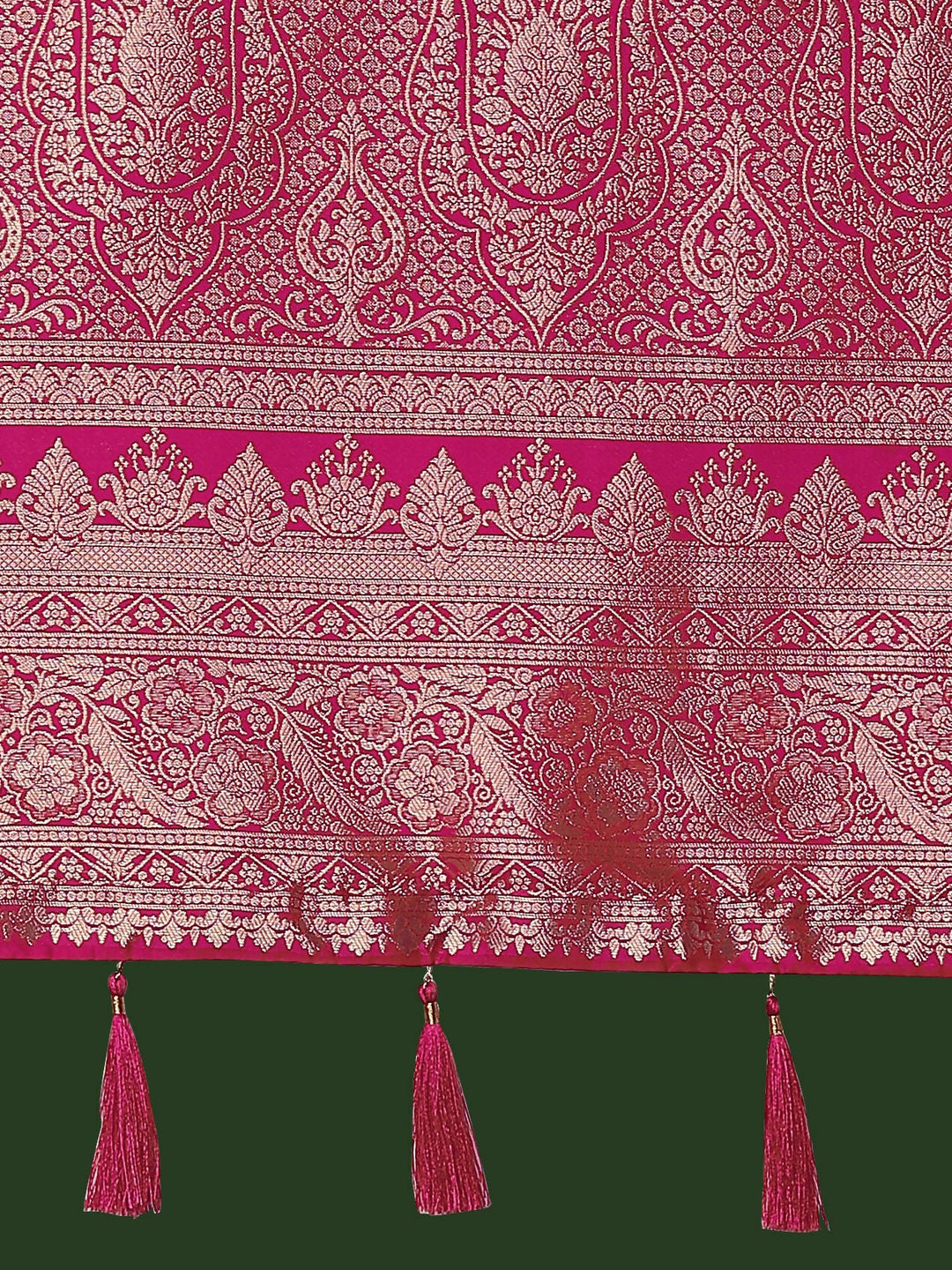 Mustard Banarasi Semi Silk Saree With Traditional Paisley Weaves | SHOBITAM