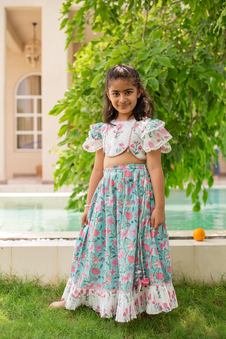 Firozi Lehenga Set | SHOBITAM