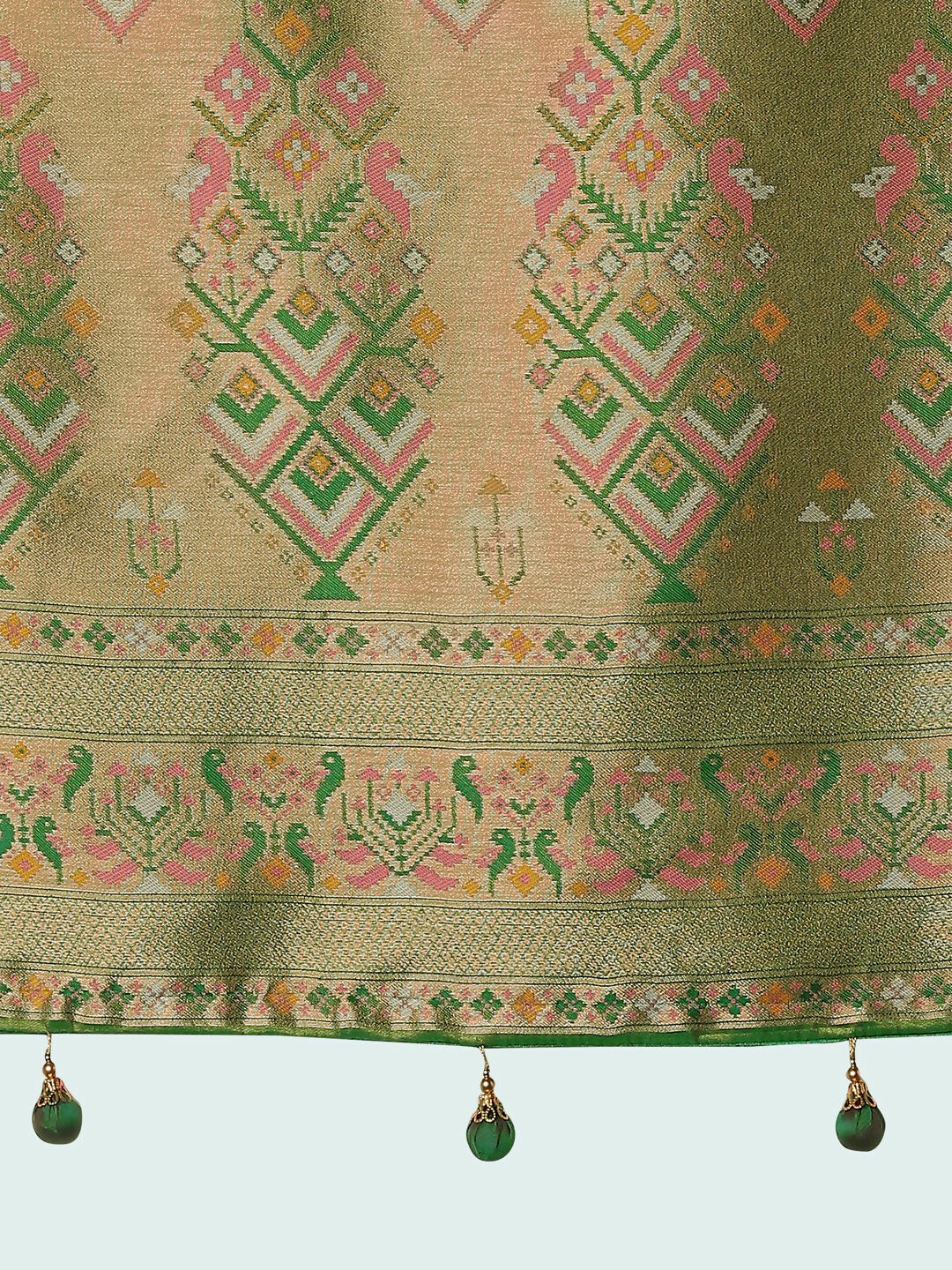 Light Pink Color Semi Banarasi Tissue Silk Paithani Woven Saree | SHOBITAM