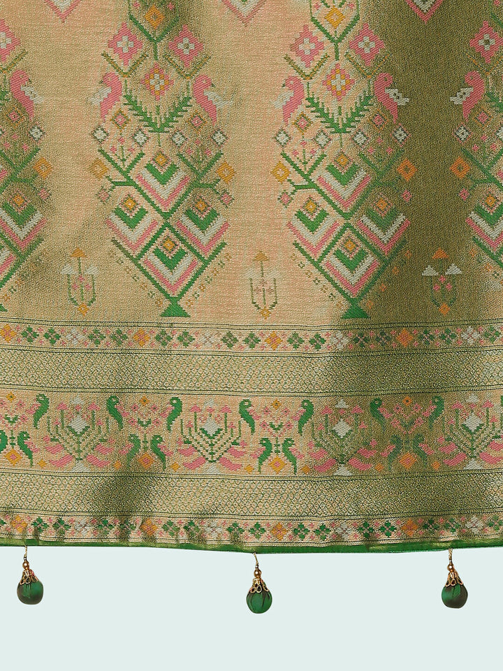 Light Pink Color Semi Banarasi Tissue Silk Paithani Woven Saree | SHOBITAM