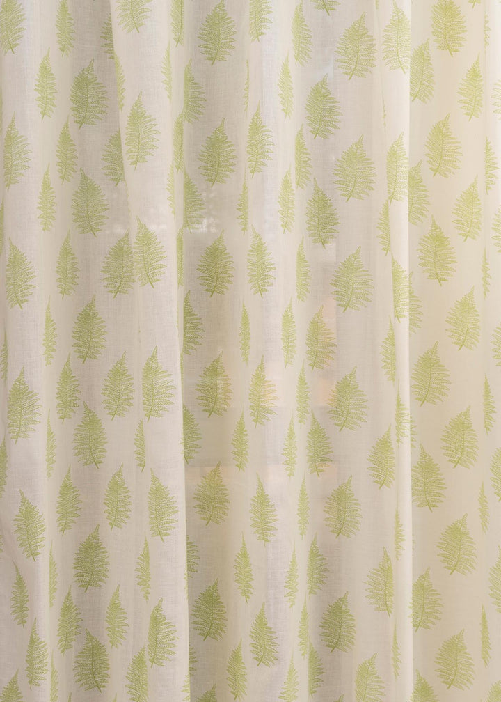 Floating Ferns 100% Sheer floral curtain for Living room & bedroom - Light filtering - Green - Single Piece | SHOBITAM