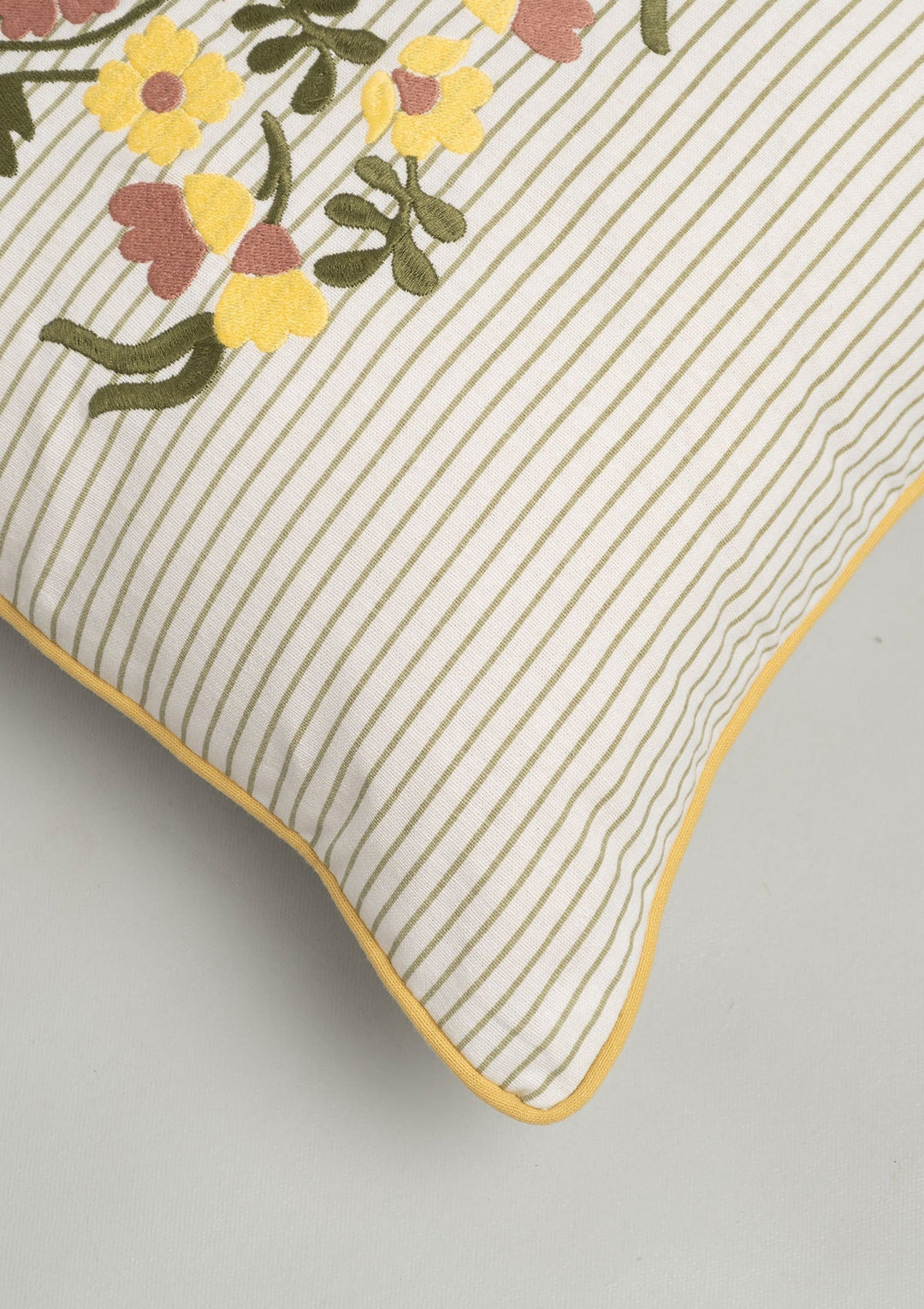 Floret Multicolor Floral Embroidered Cushion Cover for Sofa– 100% Cotton 16" x 16" | SHOBITAM