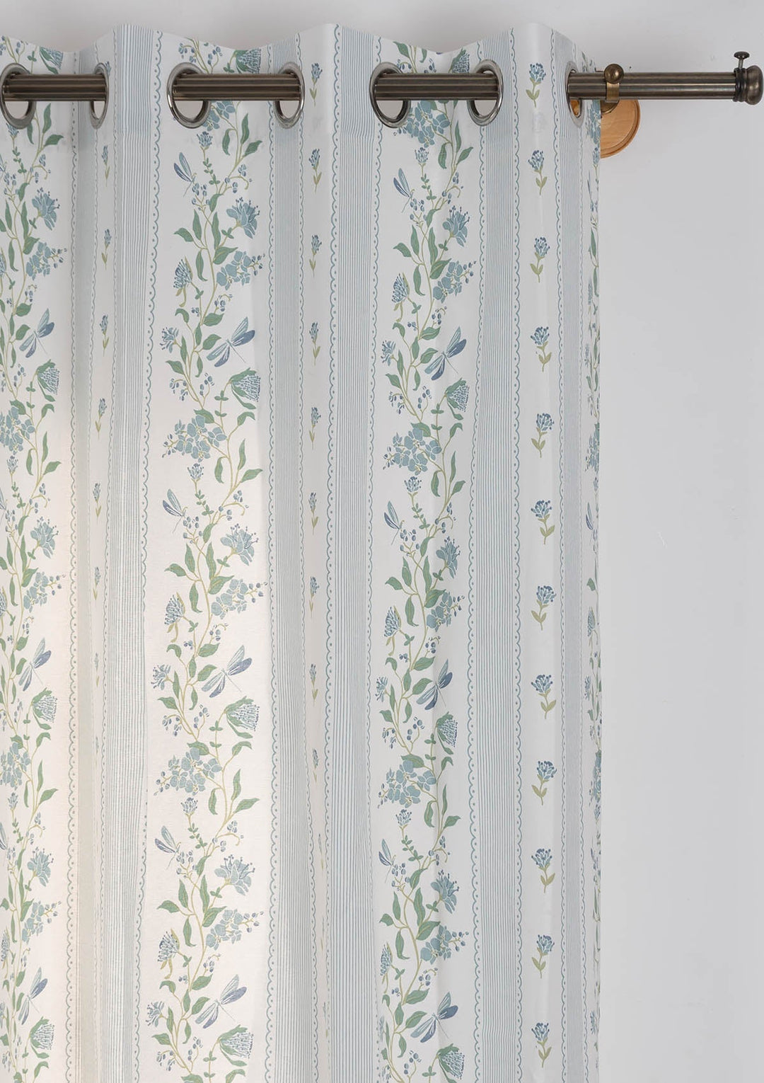 Flutter floral 100% cotton curtain for living room - Light Reduction - Nile Blue - Single Piece | SHOBITAM