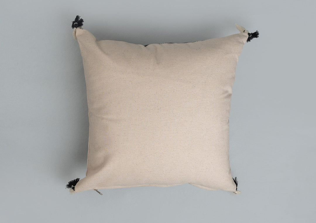 Folk Black Boho Geometric Cushion Cover – 100% Cotton 16" x 16" | SHOBITAM
