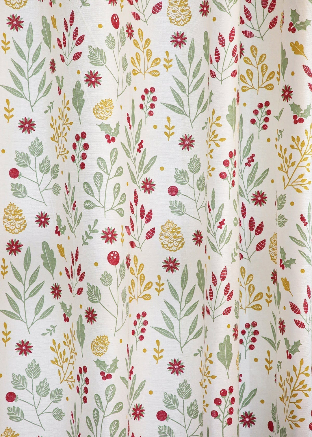 Foraged Berries 100% cotton floral curtain for living room - Light Reduction - Multicolor - Single Piece | SHOBITAM
