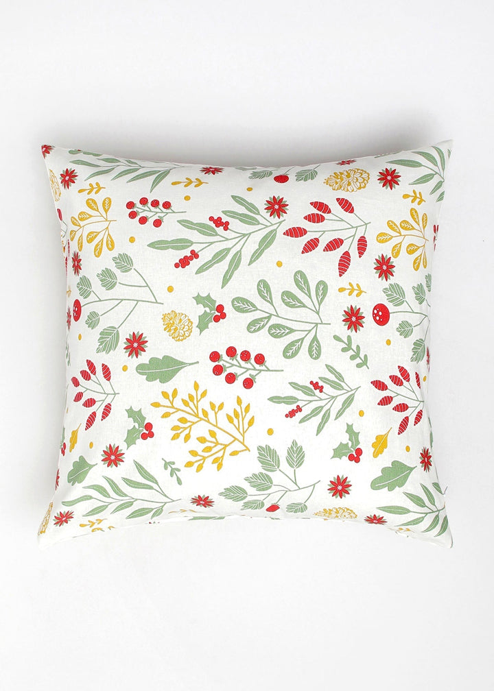 Foraged Berries Multicolor Floral Cushion Cover for Sofa – 100% Cotton | SHOBITAM