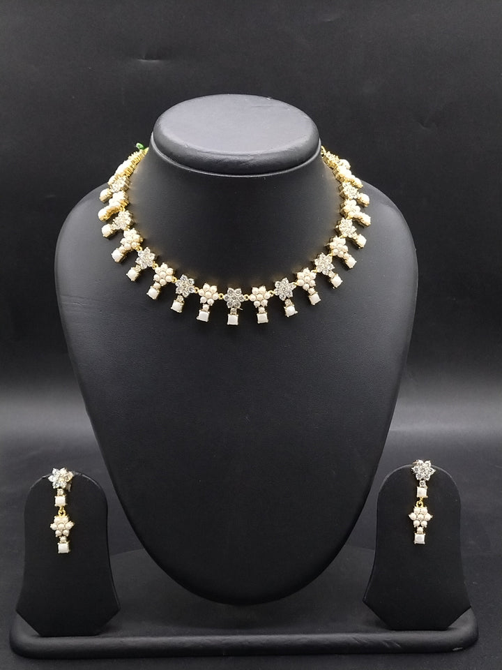 Crystal Bloom Freshwater Pearl Choker Set | SHOBITAM