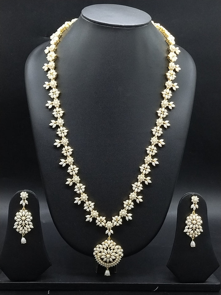 Floral Elegance Freshwater Pearl Long Haram Set | SHOBITAM