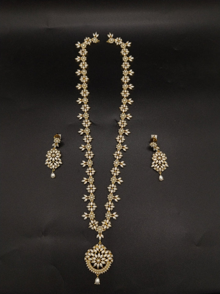 Floral Elegance Freshwater Pearl Long Haram Set | SHOBITAM