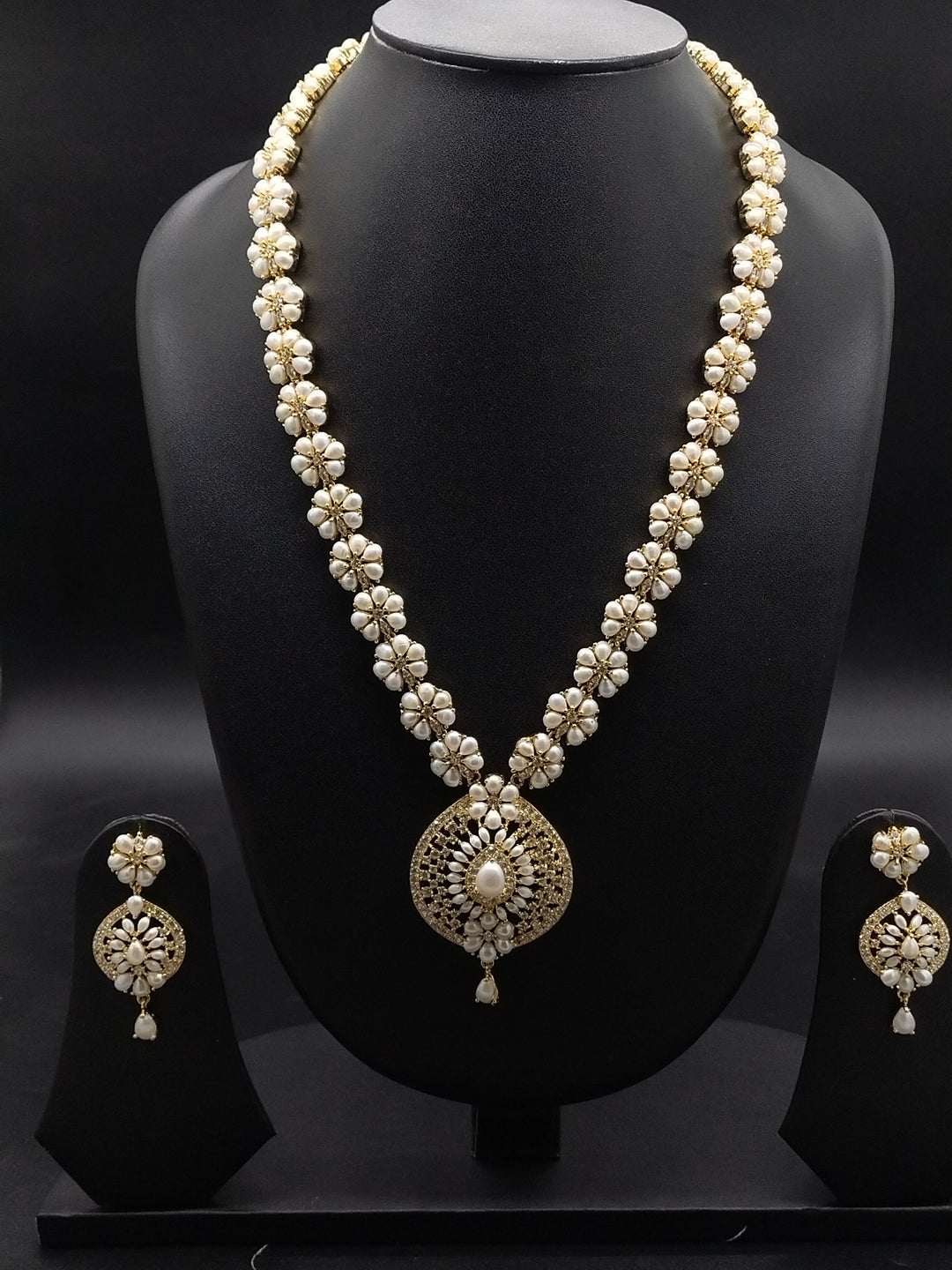 Mandala Elegance Freshwater Pearl Long Haram Set | SHOBITAM