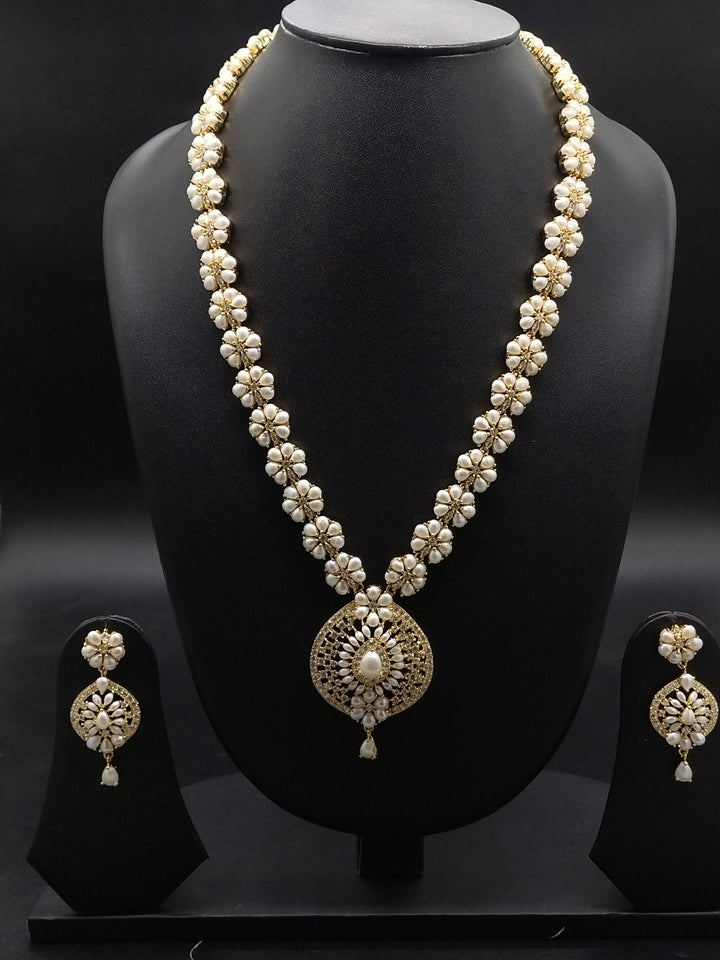 Mandala Elegance Freshwater Pearl Long Haram Set | SHOBITAM